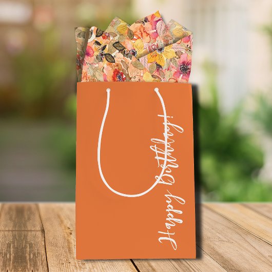 Sac Cadeau Moyen Joyeux anniversaire Orange