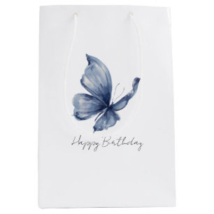 Sac Cadeau Moyen Joyeux Anniversaire Papillon Bleu Joli
