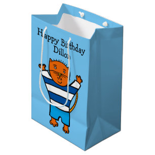 Sac Cadeau Moyen Joyeux Anniversaire personnalisé Dillon le Chat