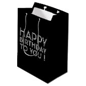 Sac Cadeau Moyen "Joyeux Anniversaire Pour Vous !" Noir & Blanc (Dos Angle)