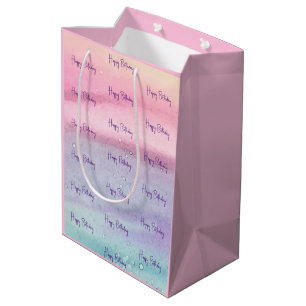 Sac Cadeau Moyen Joyeux anniversaire rose