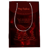 Sac Cadeau Moyen Joyeux arbres de Noël bordeaux (Devant)