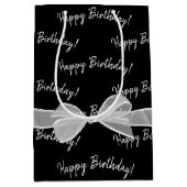 Sac Cadeau Moyen Joyeux arc d'anniversaire sur noir (Devant)