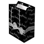 Sac Cadeau Moyen Joyeux arc d'anniversaire sur noir (Dos Angle)