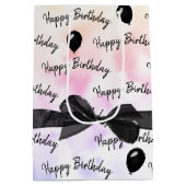 Sac Cadeau Moyen Joyeux bac d'anniversaire et ballons noirs (Dos)