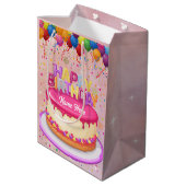 Sac Cadeau Moyen Joyeux Balcon et Confetti au gâteau d'anniversaire (Dos Angle)