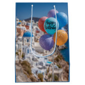 Sac Cadeau Moyen Joyeux ballons d'anniversaire à Santorin, Grèce (Dos)