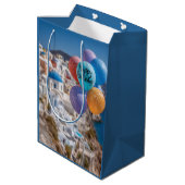 Sac Cadeau Moyen Joyeux ballons d'anniversaire à Santorin, Grèce (Dos Angle)
