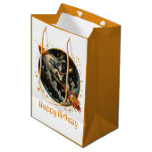 Sac Cadeau Moyen Joyeux Bateau à fusée d'anniversaire French Bulldo (Devant Angle)