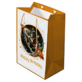 Sac Cadeau Moyen Joyeux Bateau à fusée d'anniversaire French Bulldo (Dos Angle)