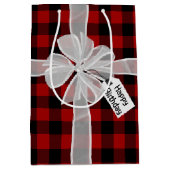 Sac Cadeau Moyen Joyeux Bow Anniversaire Sur Plaid (Devant)