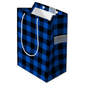 Sac Cadeau Moyen Joyeux Bow Anniversaire Sur Plaid (Dos Angle)