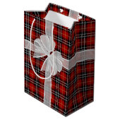 Sac Cadeau Moyen Joyeux Bow Anniversaire Sur Tartan Plaid (Dos Angle)
