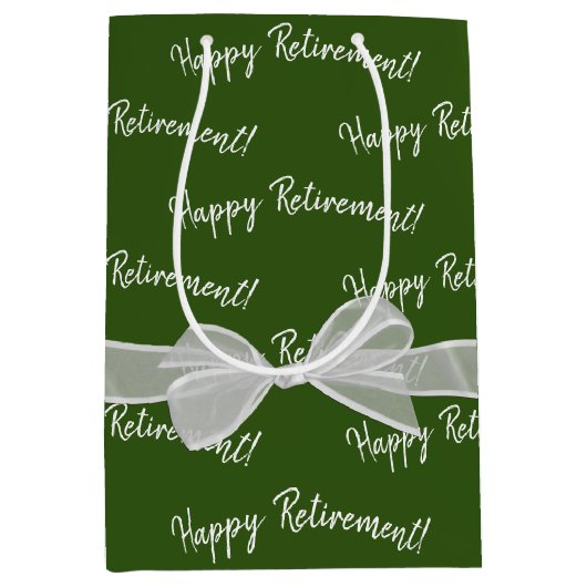 Sac Cadeau Moyen Joyeux Bow de retraite sur vert (Devant)