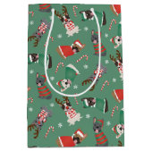 Sac Cadeau Moyen Joyeux Buldogs français de Noël (Devant)