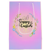 Sac Cadeau Moyen Joyeux Bunny de Pâques Outline Joli Pastel (Dos)