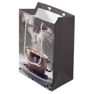 Sac Cadeau Moyen Joyeux Café D'Anniversaire Avec Sourire