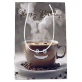 Sac Cadeau Moyen Joyeux Café D'Anniversaire Avec Sourire (Devant)