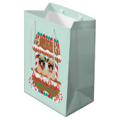 Sac Cadeau Moyen Joyeux Carlins de Noël Chiens de vacances (Dos Angle)