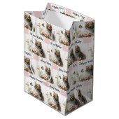 Sac Cadeau Moyen Joyeux Chaton D'Anniversaire Dans Le Jardin (Devant Angle)