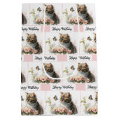 Sac Cadeau Moyen Joyeux Chaton D'Anniversaire Dans Le Jardin (Dos)