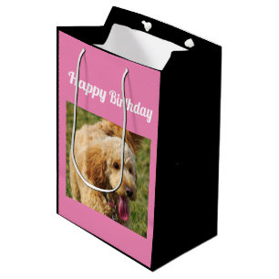 Sac Cadeau Moyen Joyeux chien doré d'anniversaire