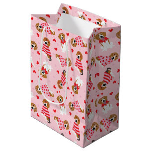 Sac Cadeau Moyen Joyeux Chiens Beagles de la fête des Valentines
