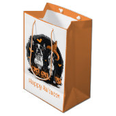 Sac Cadeau Moyen Joyeux Chiens de Boston Terrier Halloween (Devant Angle)