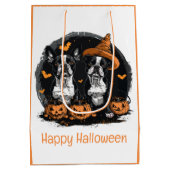 Sac Cadeau Moyen Joyeux Chiens de Boston Terrier Halloween (Dos)