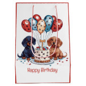 Sac Cadeau Moyen Joyeux Chiens de Dachshund Anniversaire (Dos)