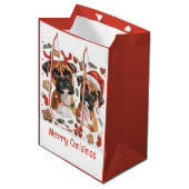 Sac Cadeau Moyen Joyeux Chiens en boîte de Noël (Devant Angle)