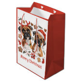 Sac Cadeau Moyen Joyeux Chiens en boîte de Noël (Dos Angle)
