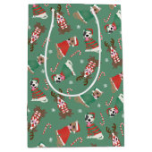 Sac Cadeau Moyen Joyeux Chiens taureaux de marque de Noël (Devant)