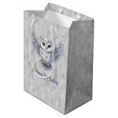 Sac Cadeau Moyen Joyeux Chouette d'argent d'anniversaire sur Grey (Dos Angle)