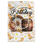 Sac Cadeau Moyen Joyeux Cowboy d'anniversaire (Dos)