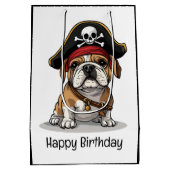 Sac Cadeau Moyen Joyeux crâne Pirate anglais Bulldog Birthday (Dos)