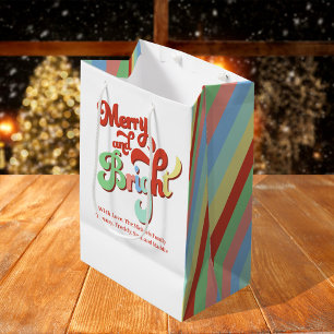 Sac Cadeau Moyen Joyeux et brillant Noël Personnalisé