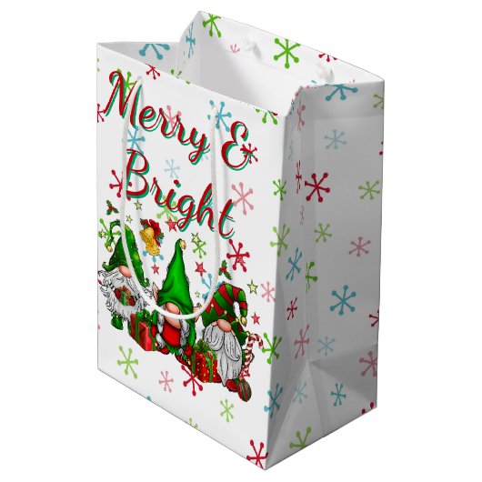 Sac Cadeau Moyen Joyeux Et Lumineux Gnomes (Dos Angle)