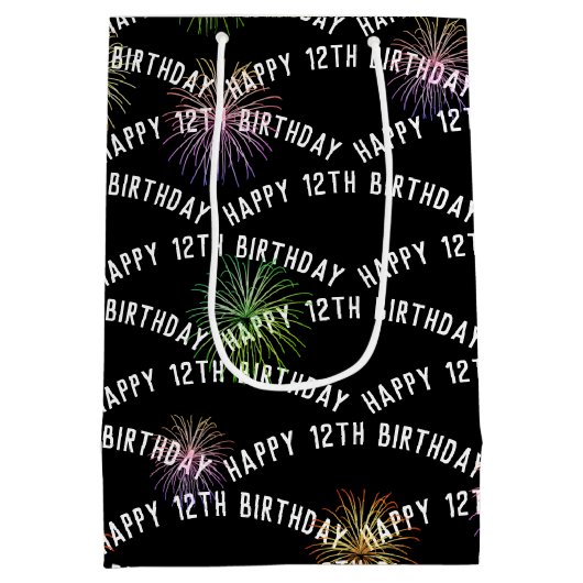 Sac Cadeau Moyen Joyeux feu d'artifice du 12ème anniversaire sur no (Dos)