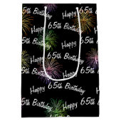 Sac Cadeau Moyen Joyeux feu d'artifice du 65e anniversaire sur noir (Dos)