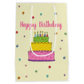 Sac Cadeau Moyen Joyeux gâteau d'anniversaire bougie Whimsical (Dos)