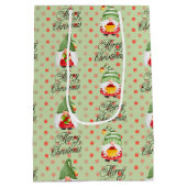 Sac Cadeau Moyen Joyeux Gnome Et Points De Noël (Dos)