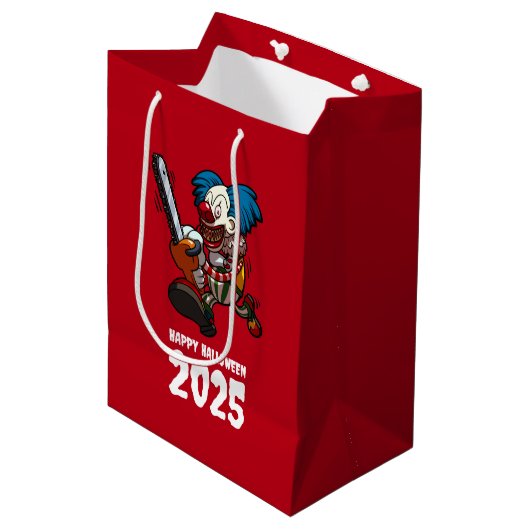 Sac Cadeau Moyen Joyeux Halloween Ajouter L'Année Crazy Clown tronc (Devant Angle)