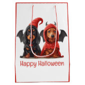 Sac Cadeau Moyen Joyeux Halloween Dachshund Chiens Devil Bat (Dos)