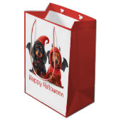 Sac Cadeau Moyen Joyeux Halloween Dachshund Chiens Devil Bat (Dos Angle)