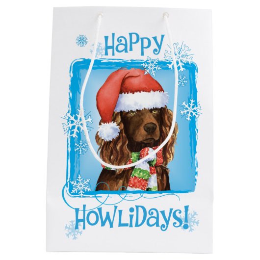 Sac Cadeau Moyen Joyeux Howlidays Boykin Spaniel (Dos)