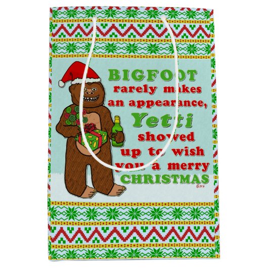 Sac Cadeau Moyen Joyeux jeu de Noël de Bigfoot (Devant)