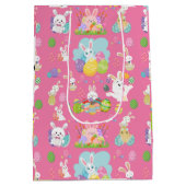 Sac Cadeau Moyen Joyeux Jour de Pâques - Motif Drôle Lapin Et Oeufs (Dos)