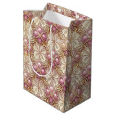 Sac Cadeau Moyen Joyeux Motif de Noël rose or #4 ID1009 (Dos Angle)