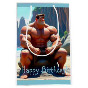 Sac Cadeau Moyen Joyeux Muscleman d'anniversaire